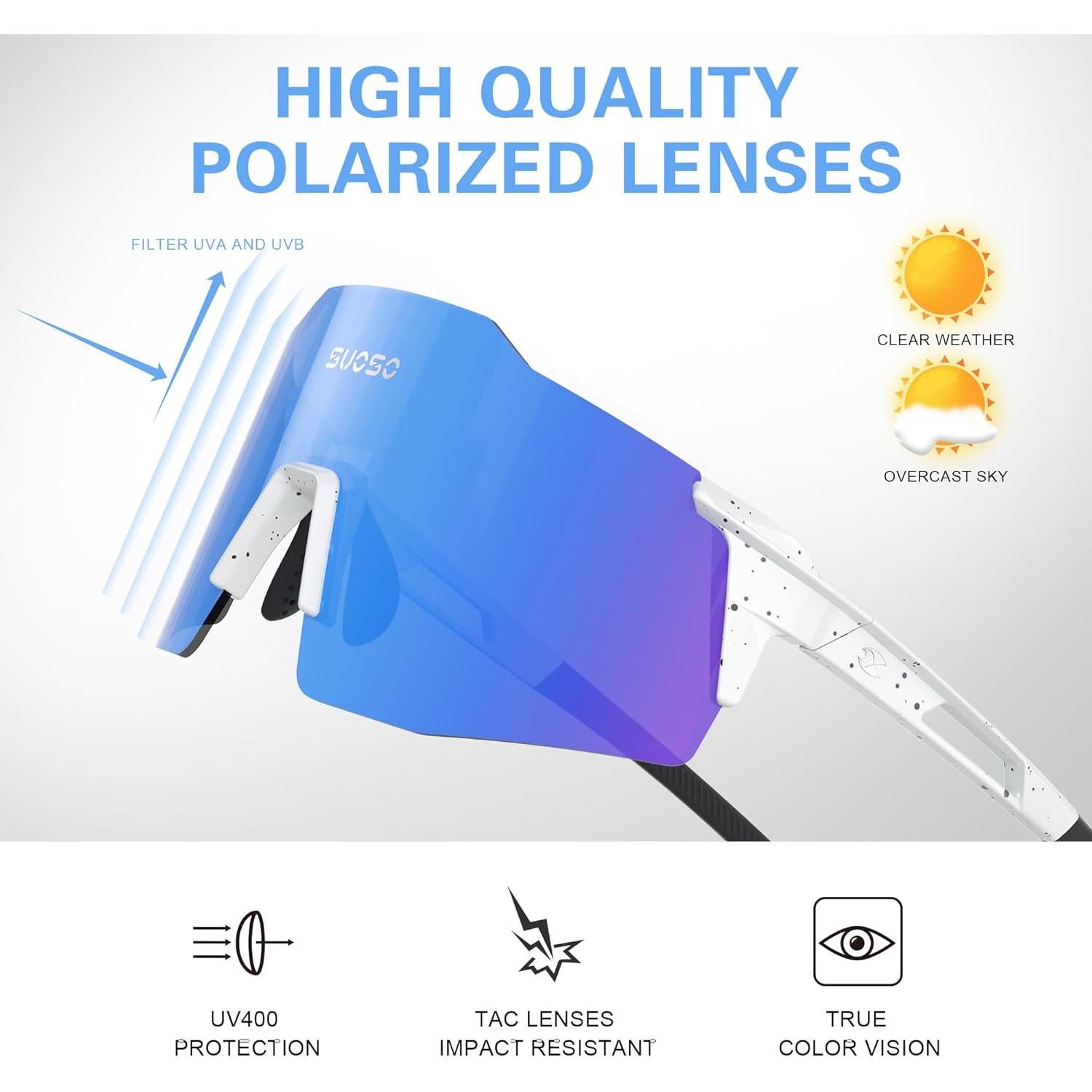 Gafas de Sol Deportivas Suoso Polarizadas UV400 para Hombres