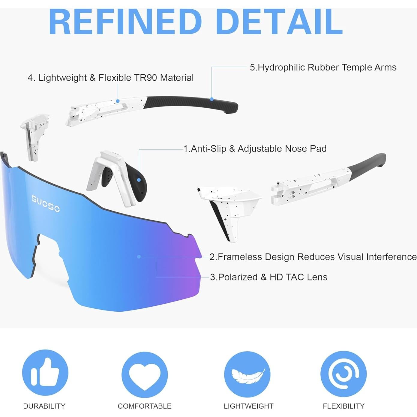 Gafas de Sol Deportivas Suoso Polarizadas UV400 para Hombres