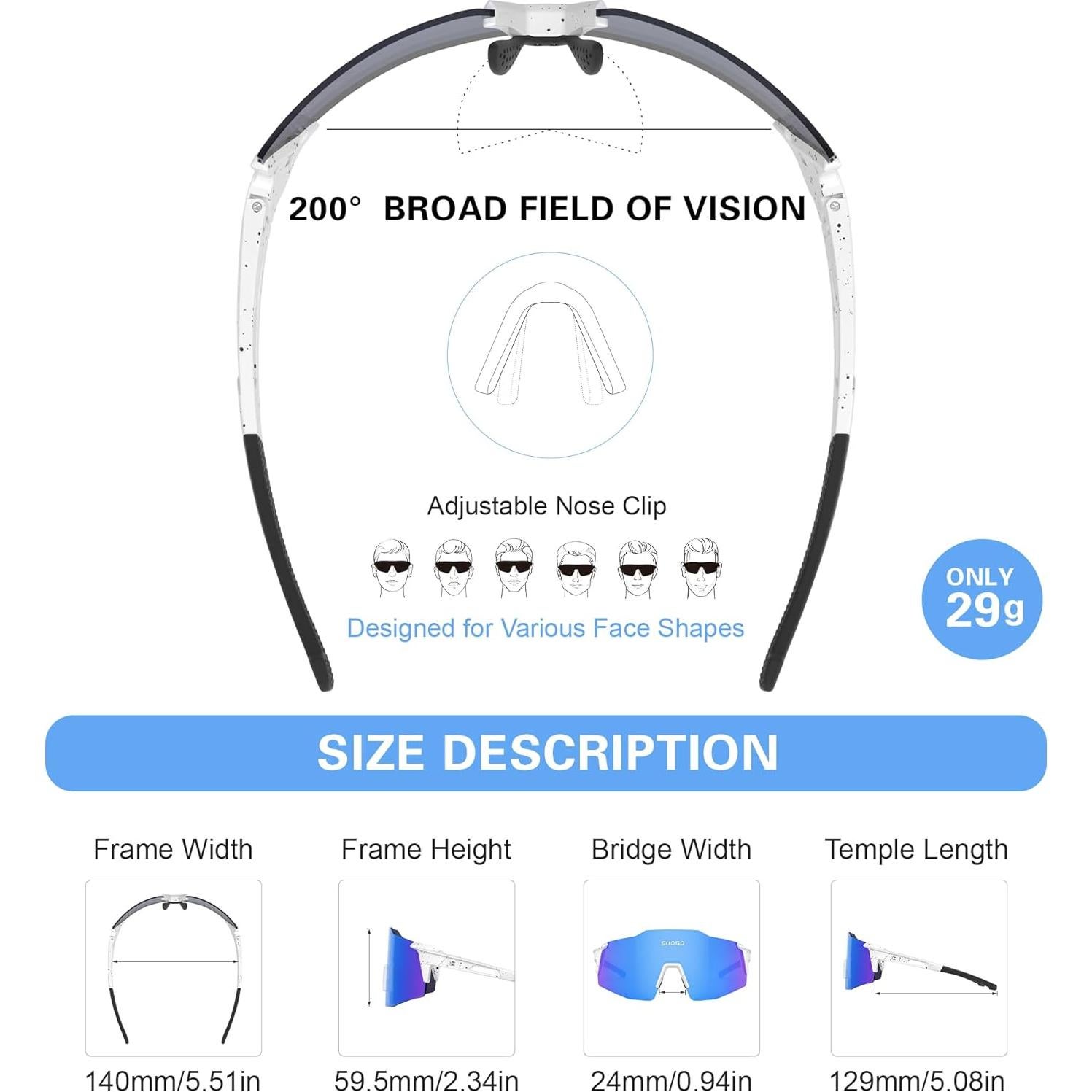 Gafas de Sol Deportivas Suoso Polarizadas UV400 para Hombres