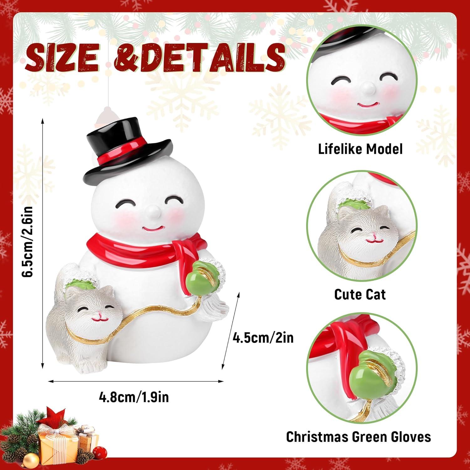 Figurita de Muñeco de Nieve Gato QINJIEJIE Decoración Navidad