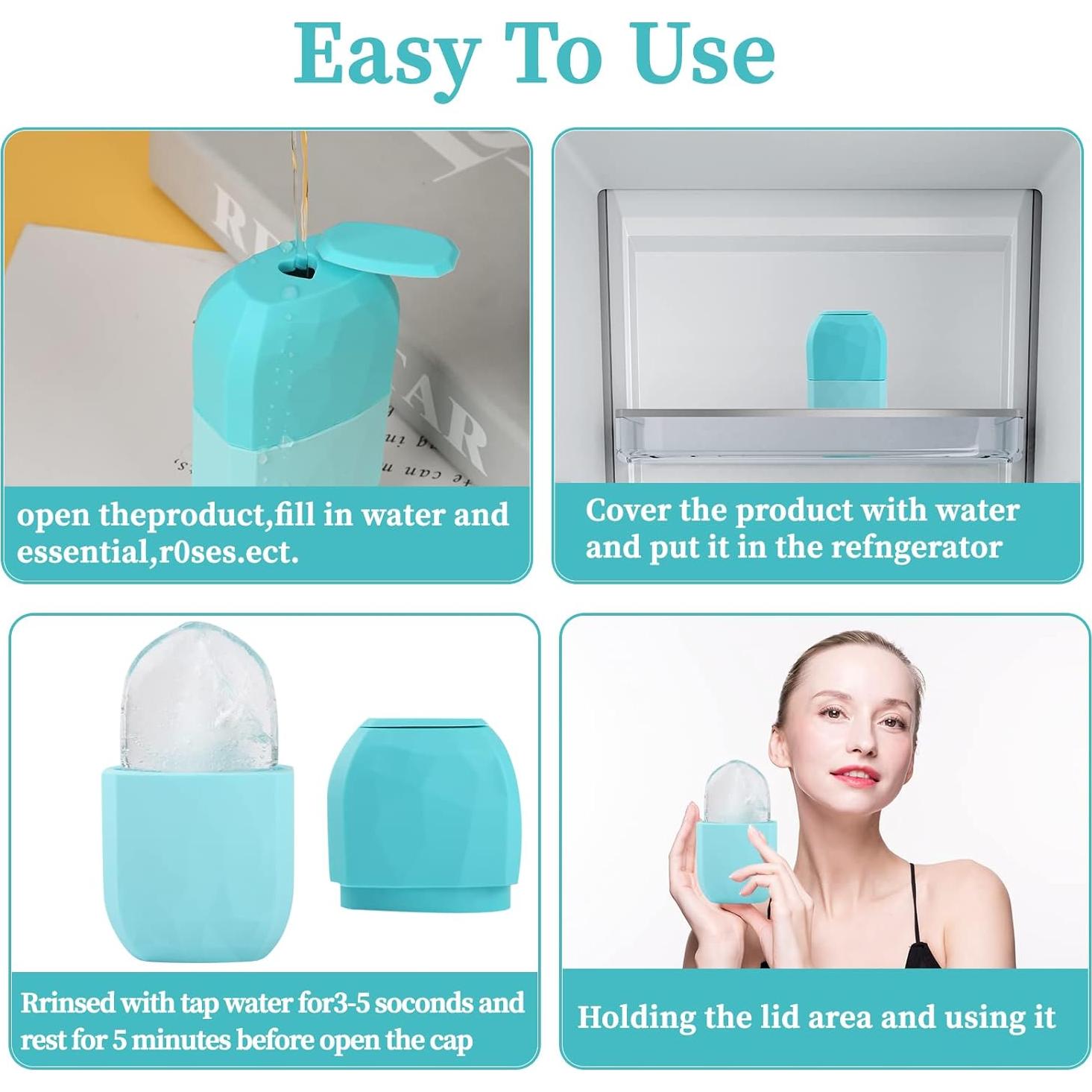 Rodillo de Hielo Facial Chefensty Ovalado Azul - Cuidado Piel