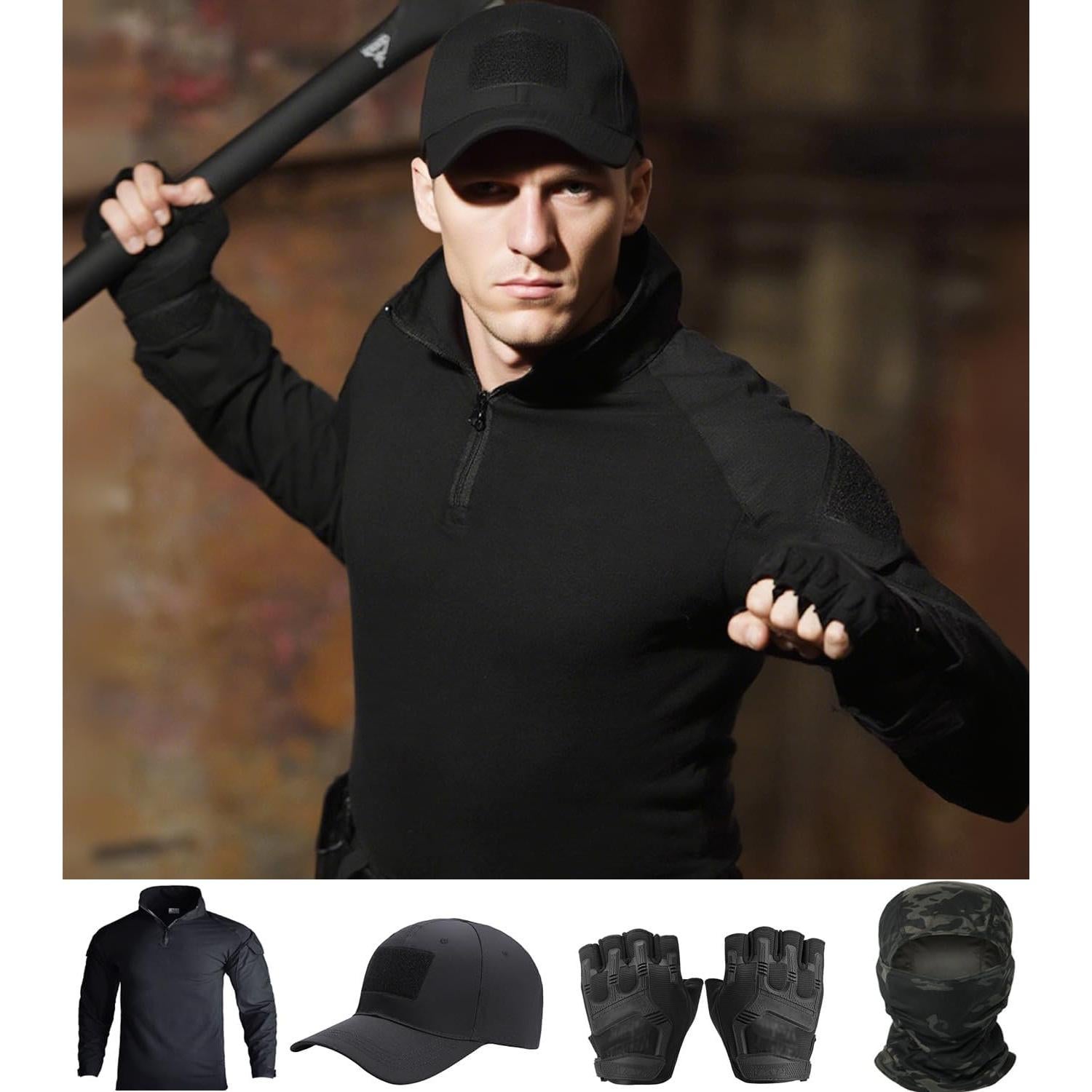 Conjunto Táctico Militar SANYETS: Camisa, Gorra, Guantes y Más