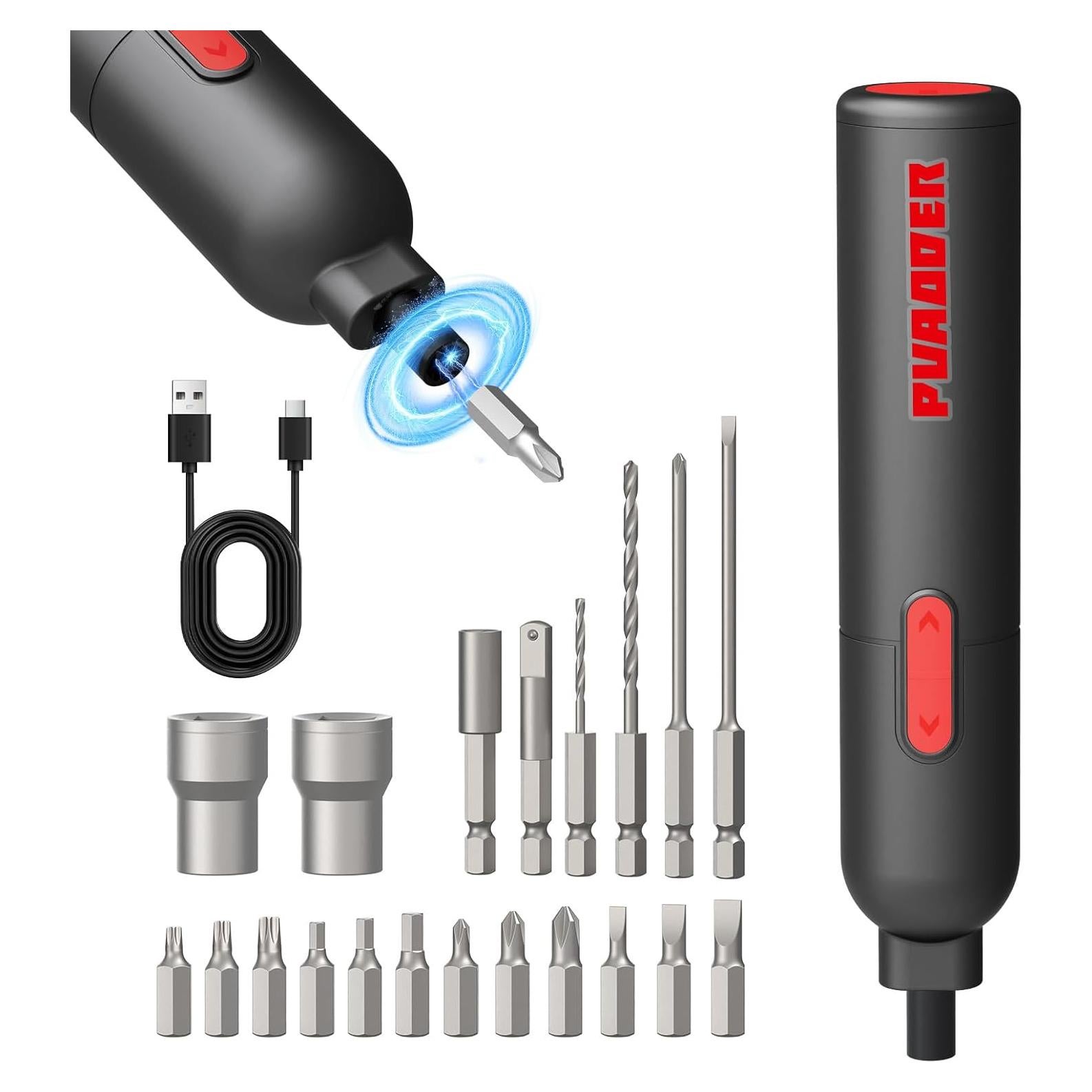 Destornillador Eléctrico Inalámbrico PUAODER 3.6V 20 Piezas
