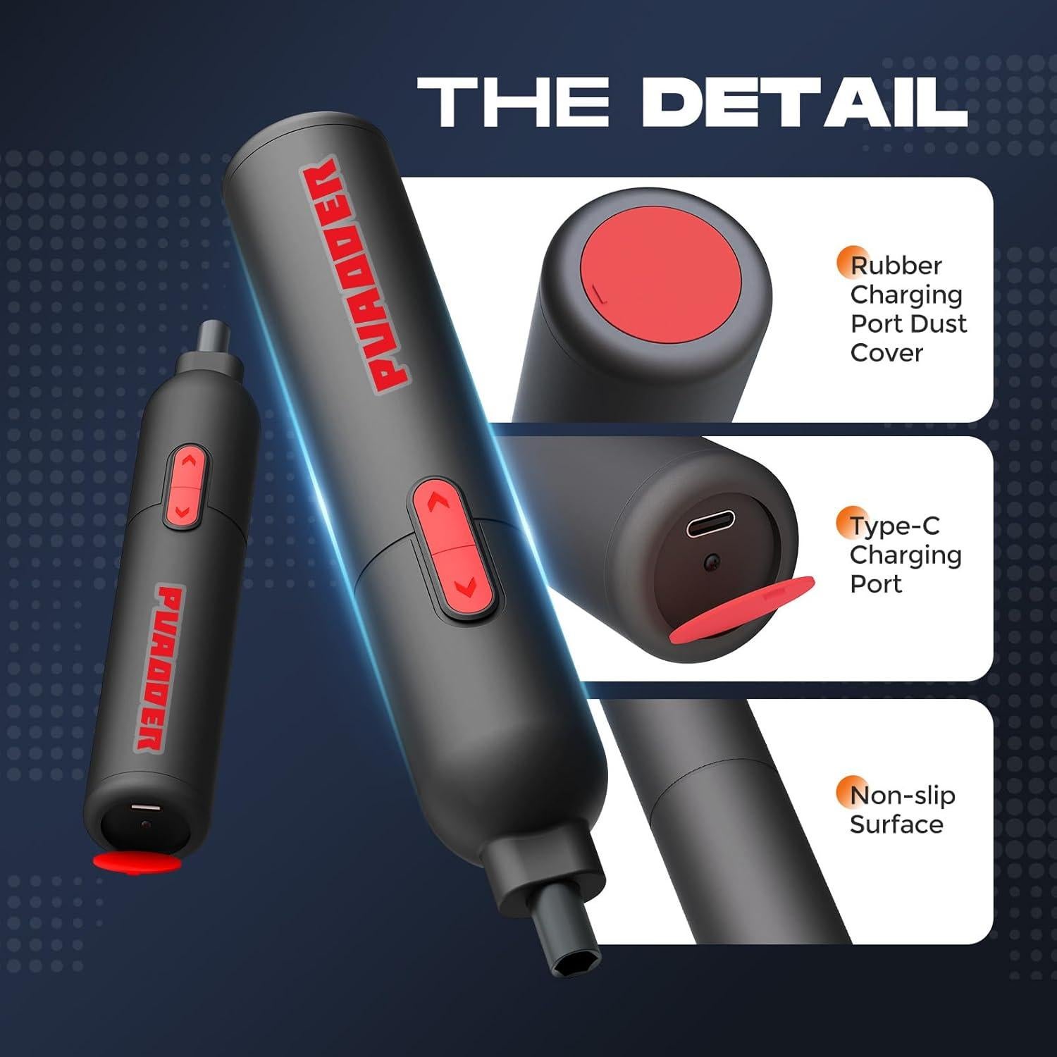 Destornillador Eléctrico Inalámbrico PUAODER 3.6V 20 Piezas