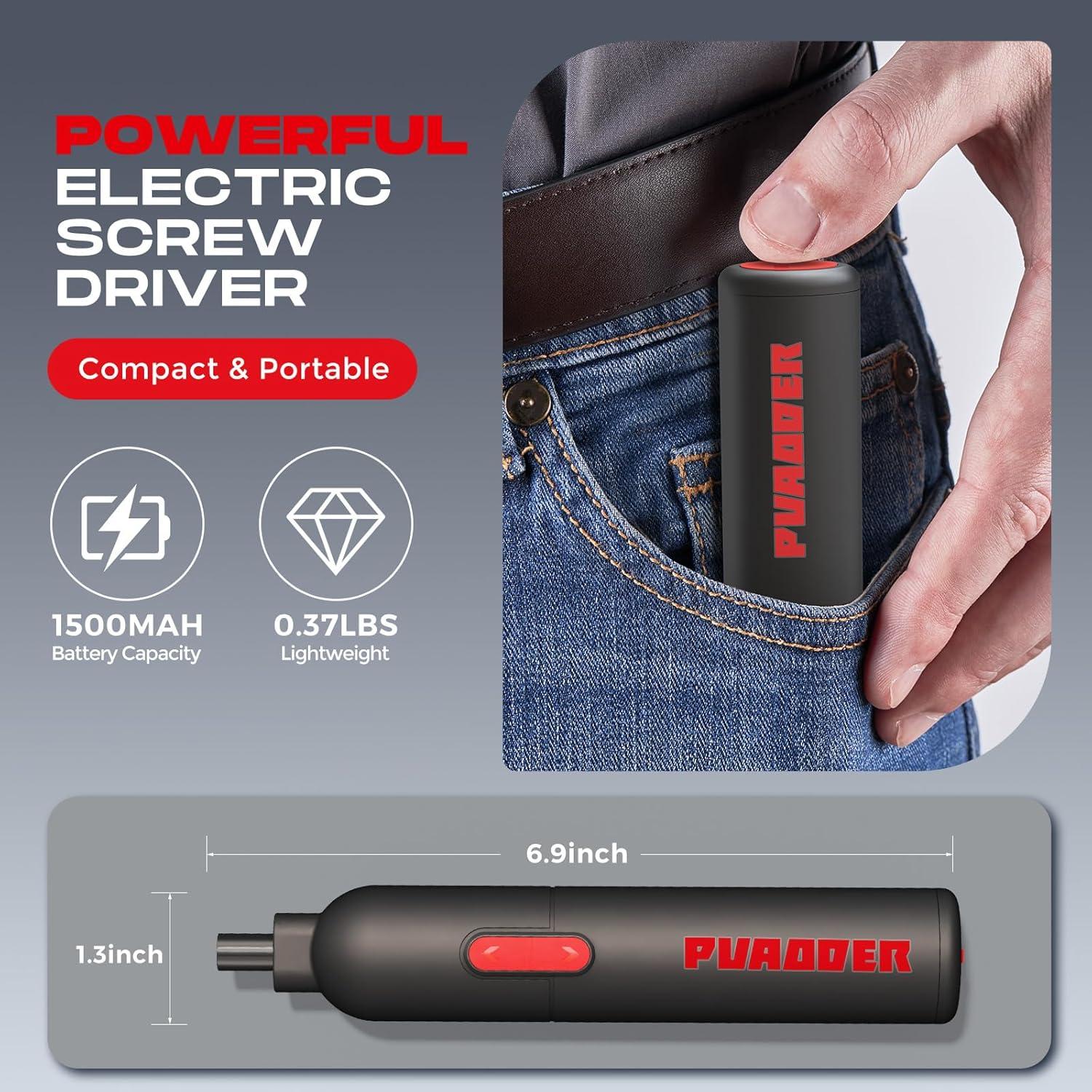 Destornillador Eléctrico Inalámbrico PUAODER 3.6V 20 Piezas