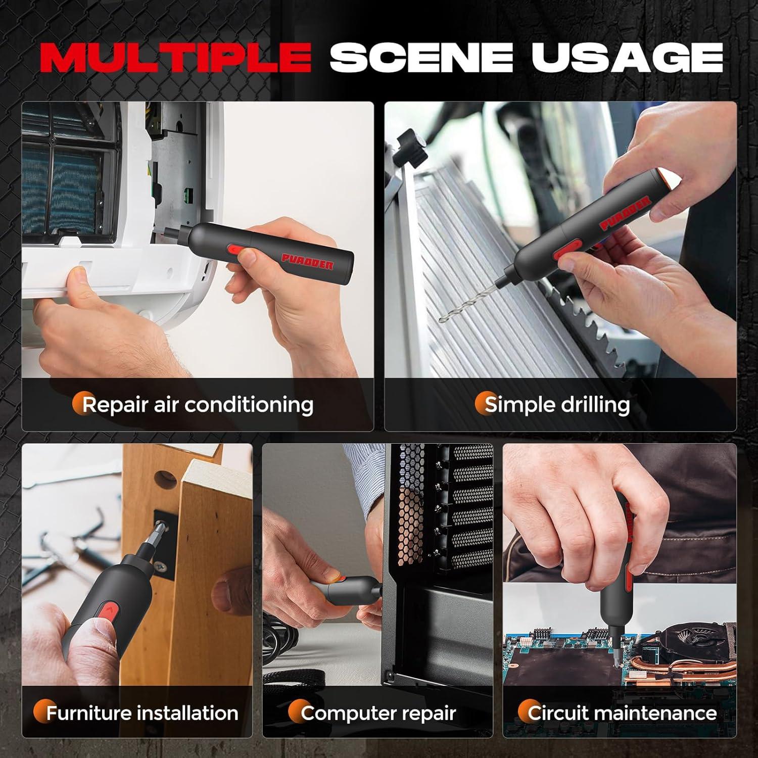 Destornillador Eléctrico Inalámbrico PUAODER 3.6V 20 Piezas