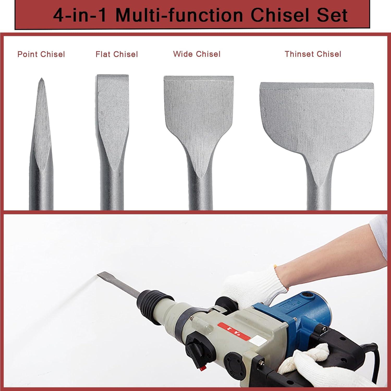 Juego de 4 Cinceles SDS Plus Regiis Tech para Concreto