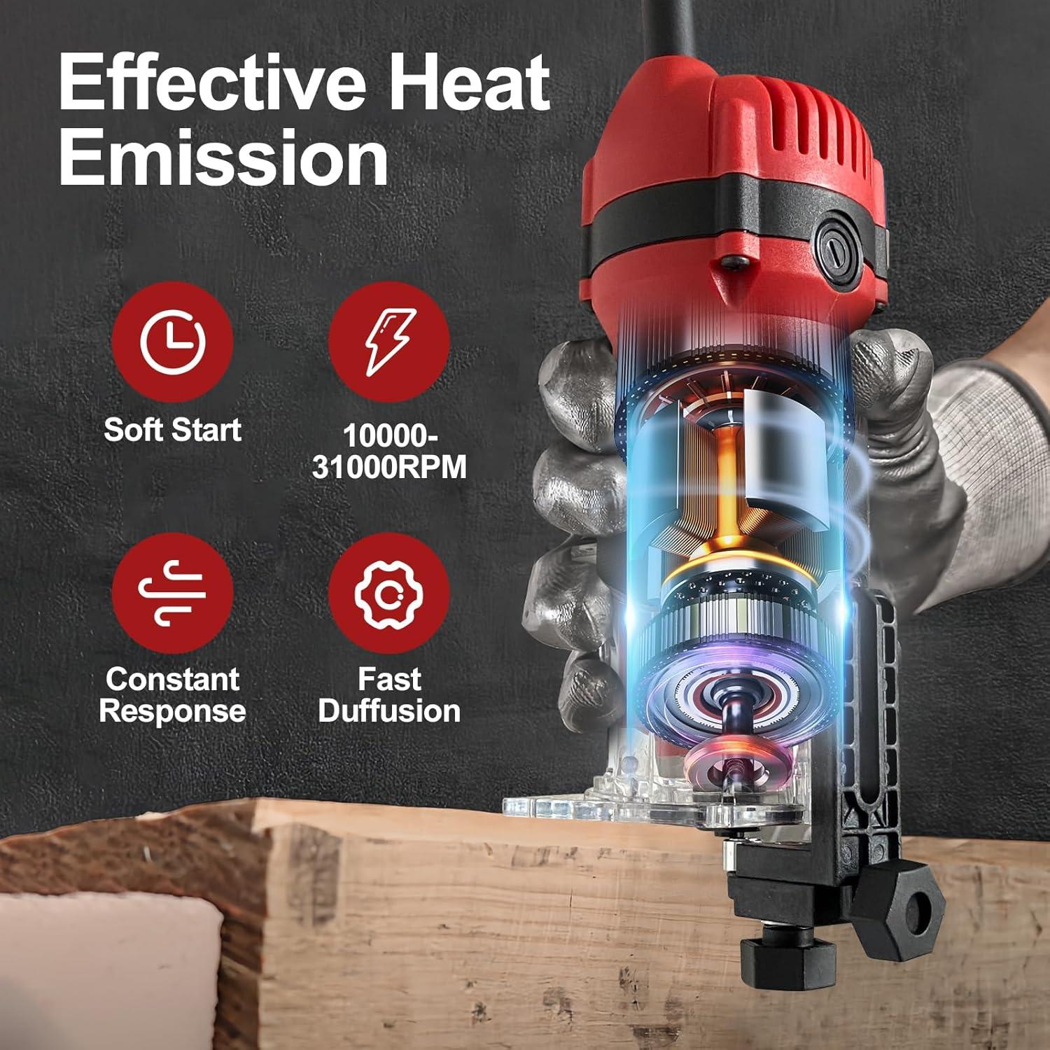 Router de Madera LiunxDromic US5 800W 110V con 12 Brocas