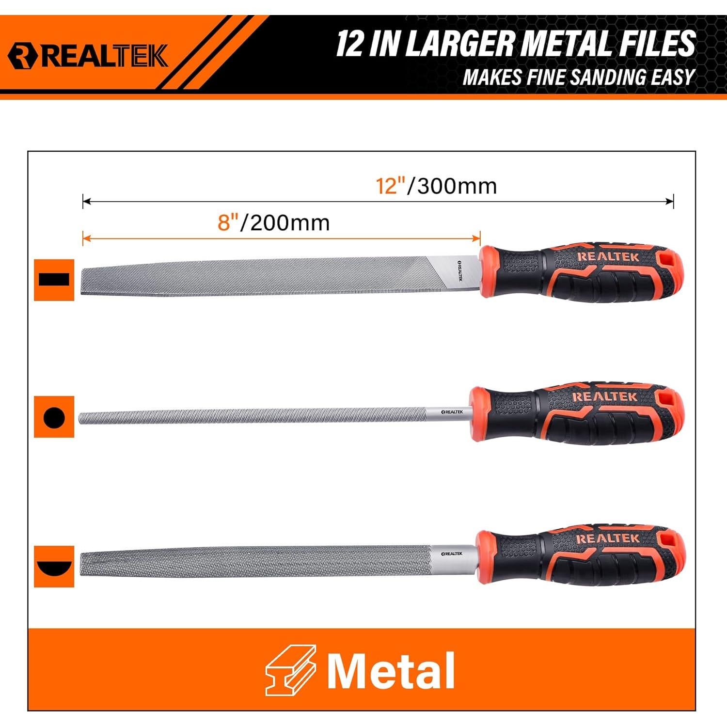 Juego de Archivos de Metal REALTEK 3 Piezas 30.48 cm