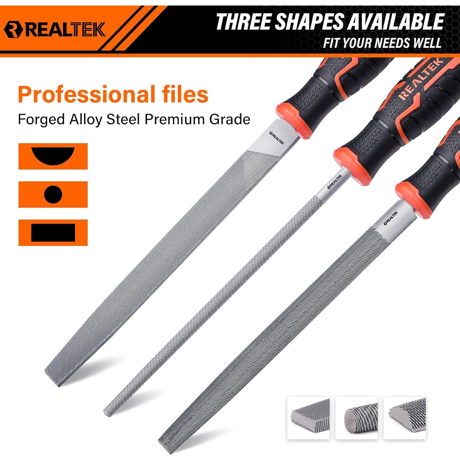 Juego de Archivos de Metal REALTEK 3 Piezas 30.48 cm