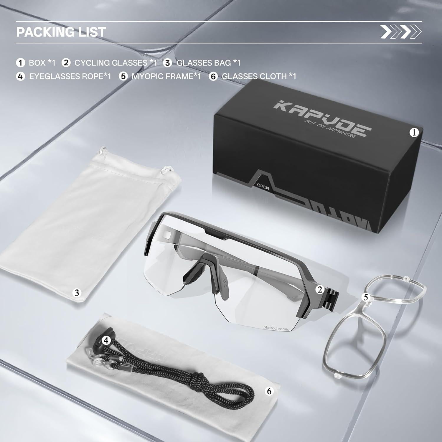 Gafas de Ciclismo KAPVOE K360 Fotoquímicas UV400 Unisex