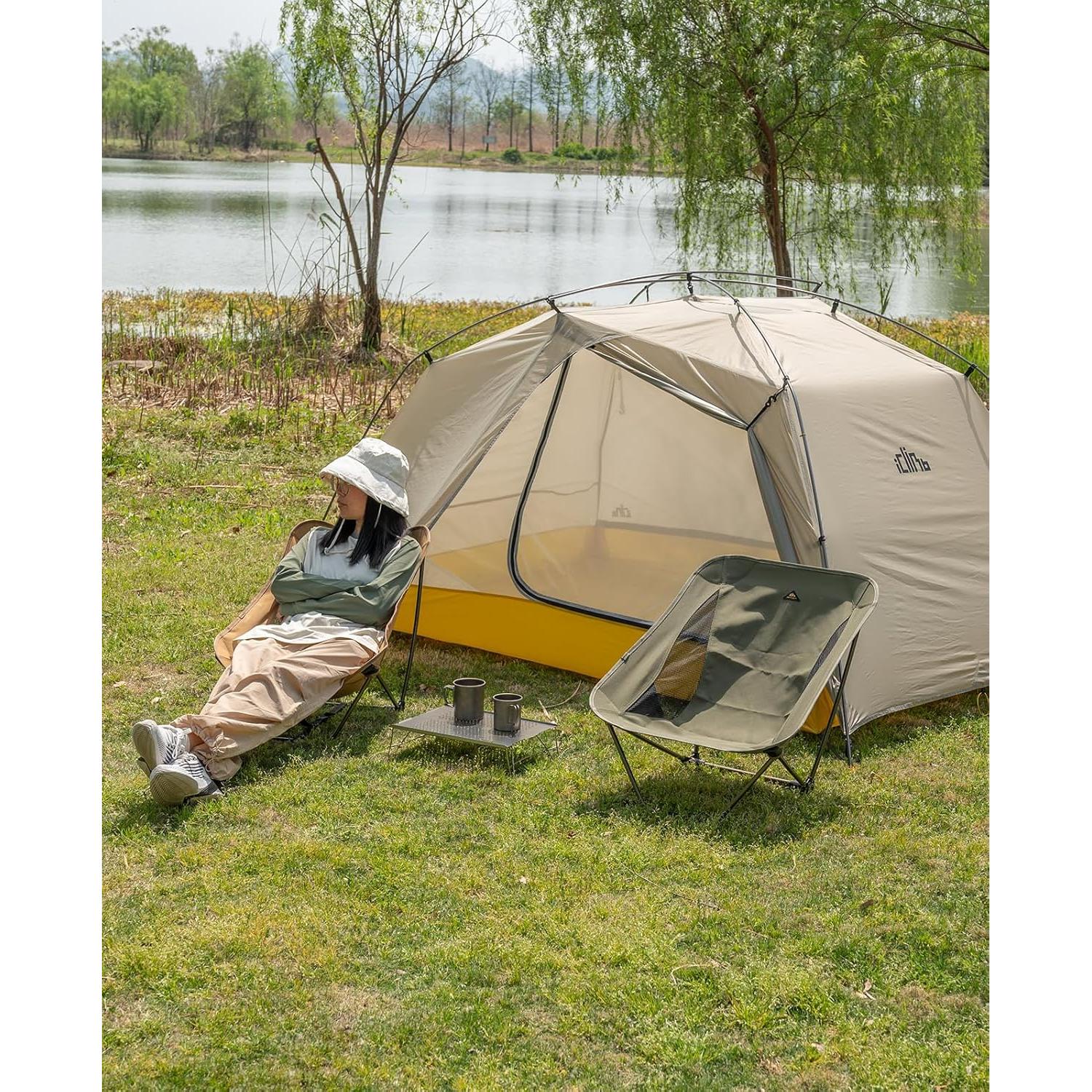 Silla de Camping Plegable iClimb Ultraligera Verde 0.86 kg