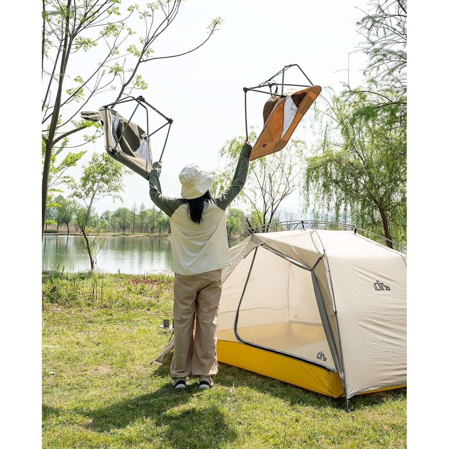 Silla de Camping Plegable iClimb Ultraligera Verde 0.86 kg