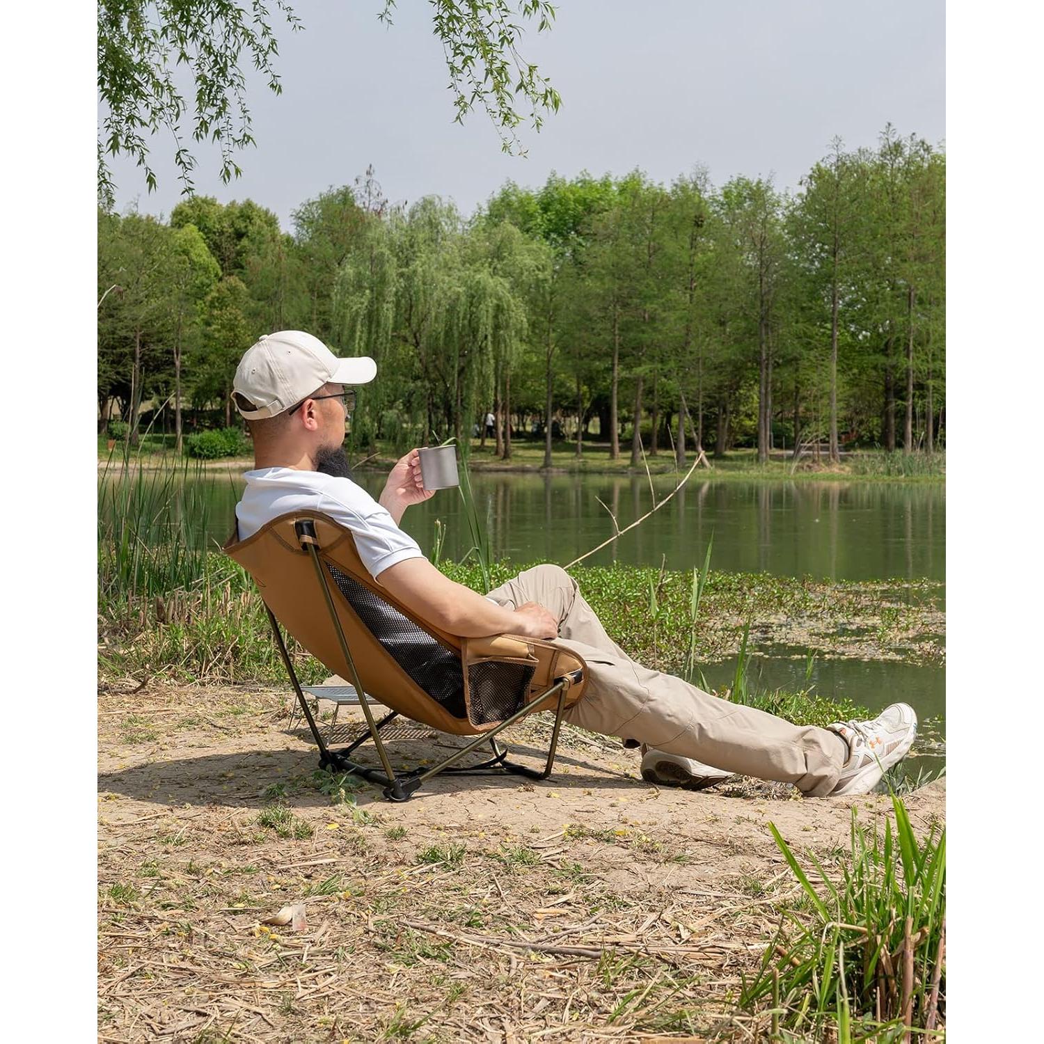 Silla de Camping Plegable iClimb Ultraligera Verde 0.86 kg