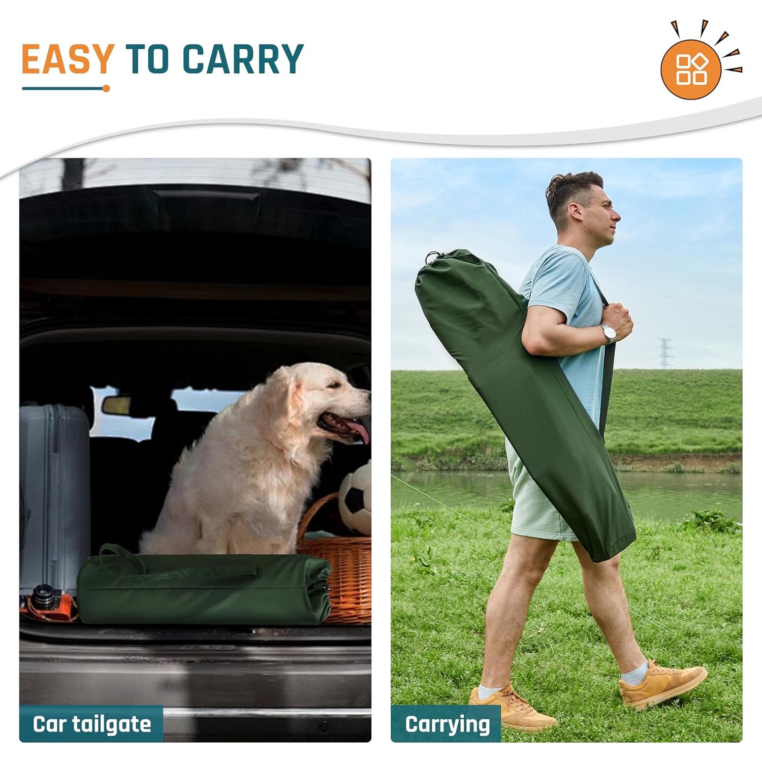 2PCS Oversized Folding Camping Chairs for Adults Heavy Duty Camp Chair Support 400 LBS Steel Frame Metal Arm Lawn Chairs with Swivel Cup Holder, Extra Large Outdoor Chairs Green