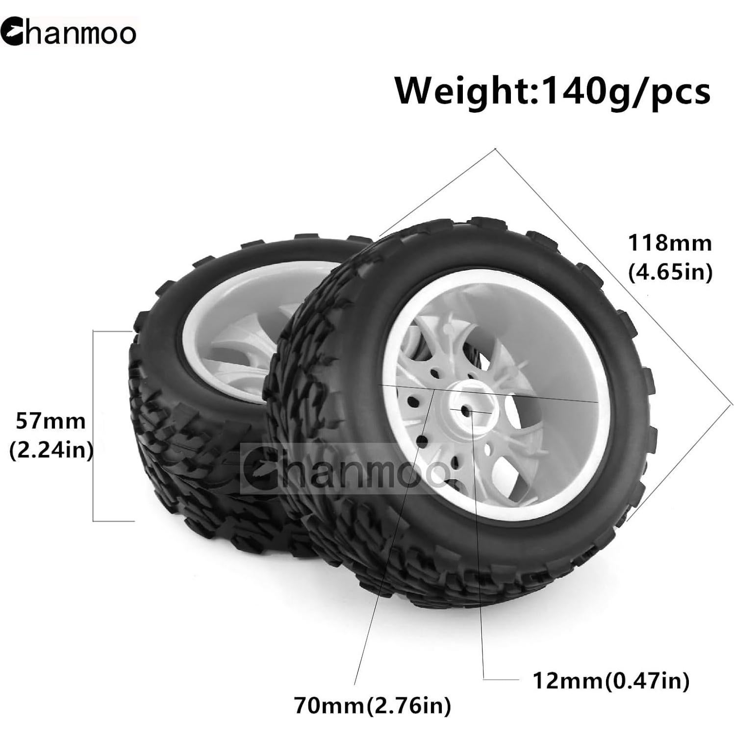 Neumáticos RC 1:10 Chanmoo para Camión Monstruo 4PCS