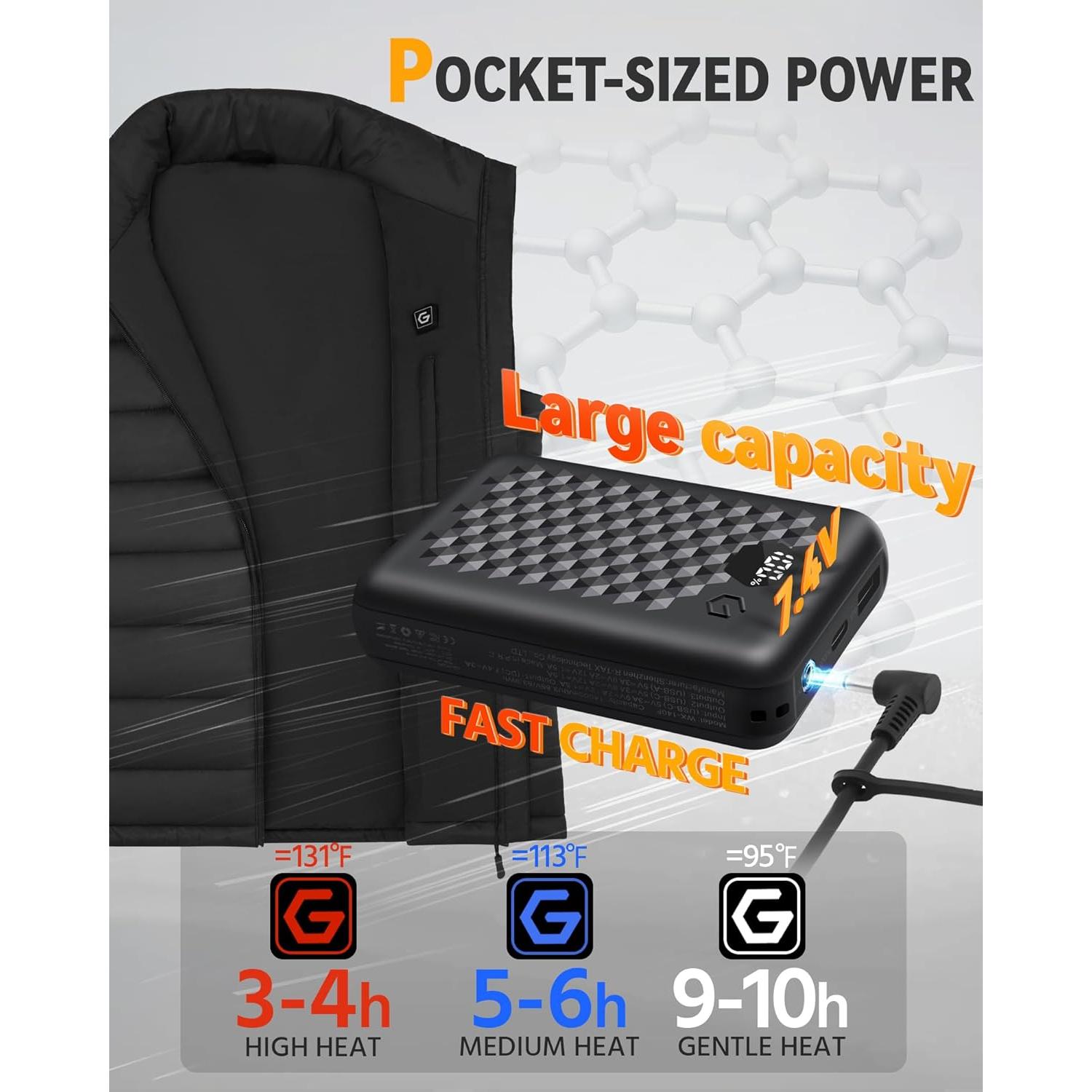 Chaleco Térmico Wulcea para Mujeres 7.4V Grafeno Negro