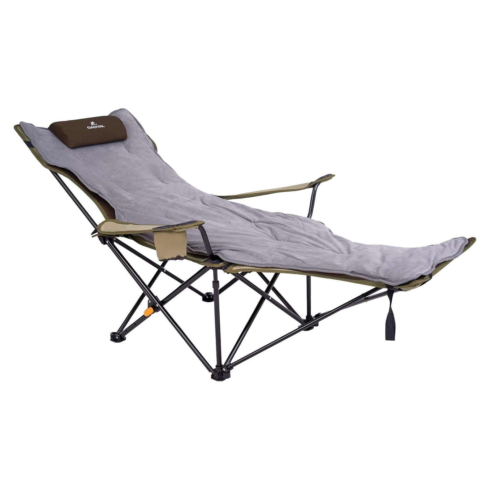 Silla de Camping QAOYAL Reclinable con Reposapiés y Cojín