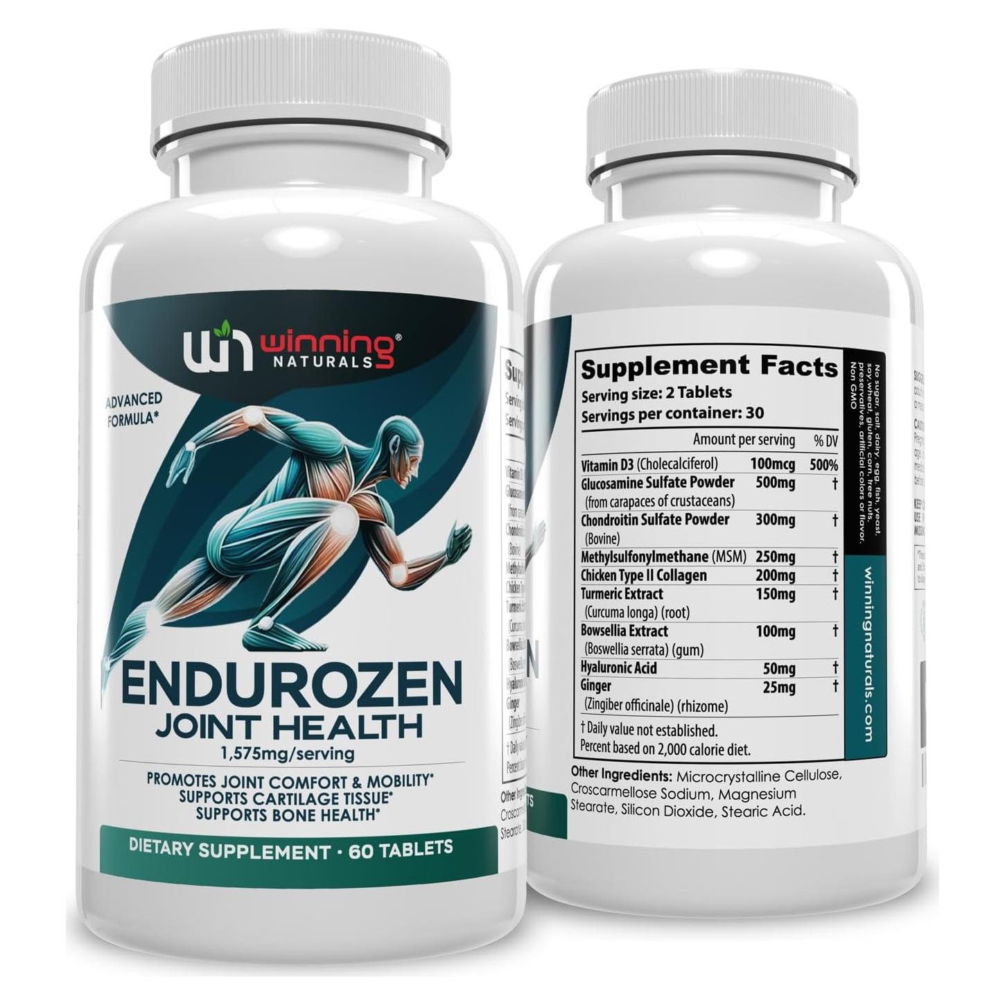 Suplemento Articular EnduroZen 60 tabletas - Glucosamina, MSM, Cúrcuma