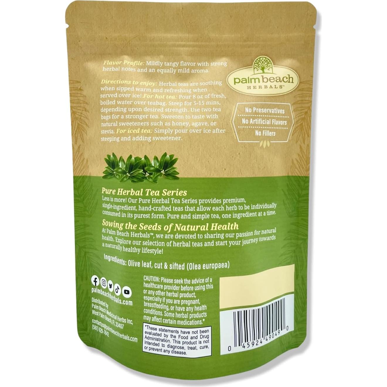Té de Hoja de Olivo Hierbas Medicinales Palm Beach 30 Bolsas