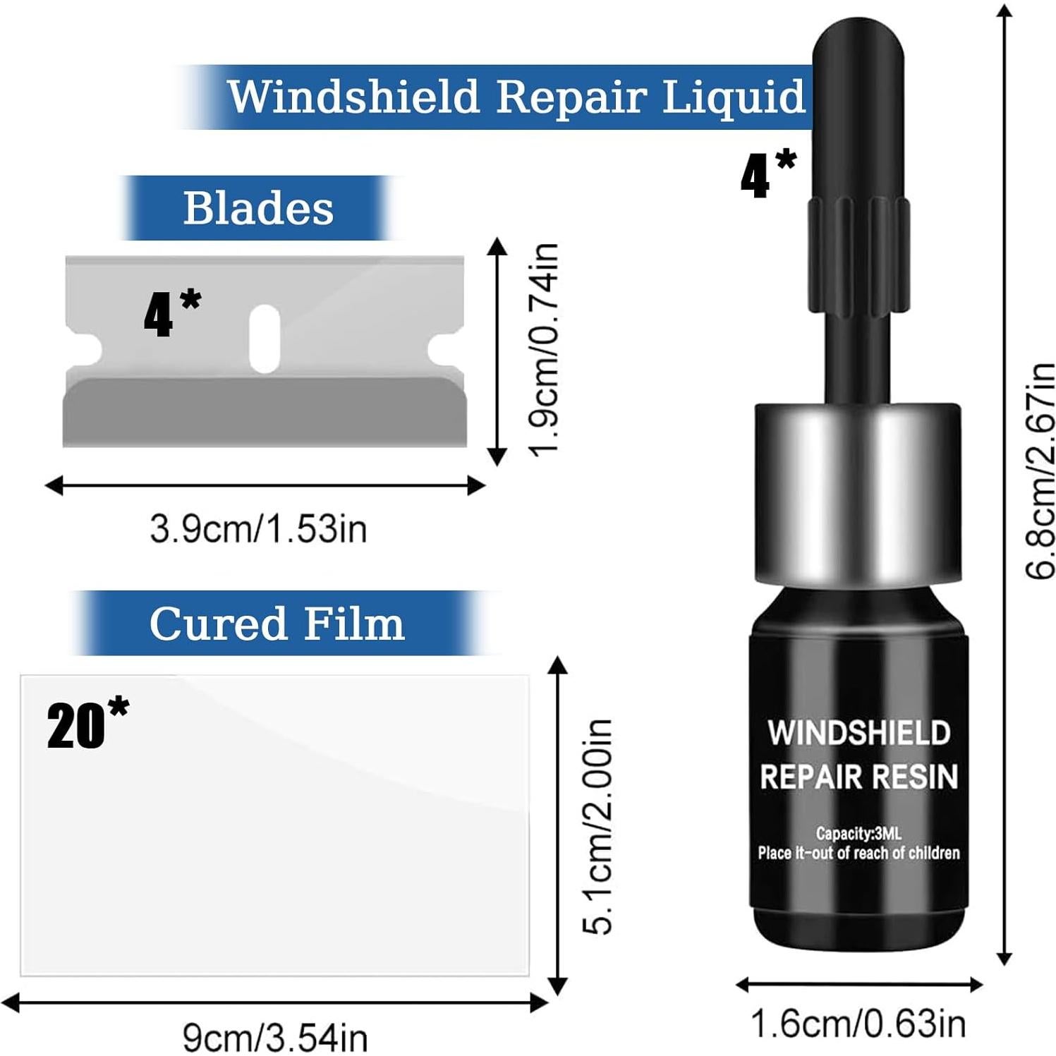 Kit de Reparación de Grietas en Parabrisas FNIUANF - 4 Piezas