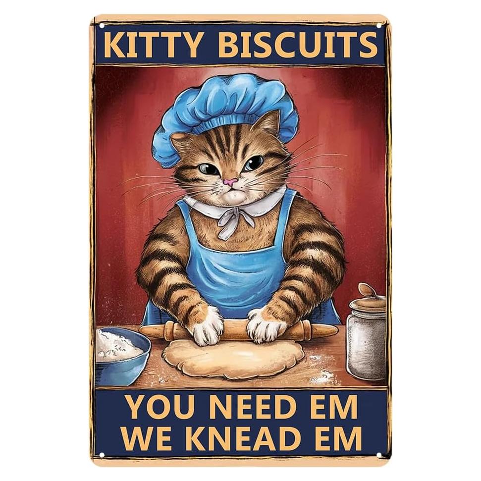 Arte de Pared Vintage Ubewair Gato 20x30 cm Decoración Cocina