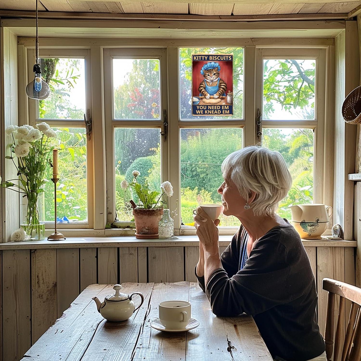 Arte de Pared Vintage Ubewair Gato 20x30 cm Decoración Cocina