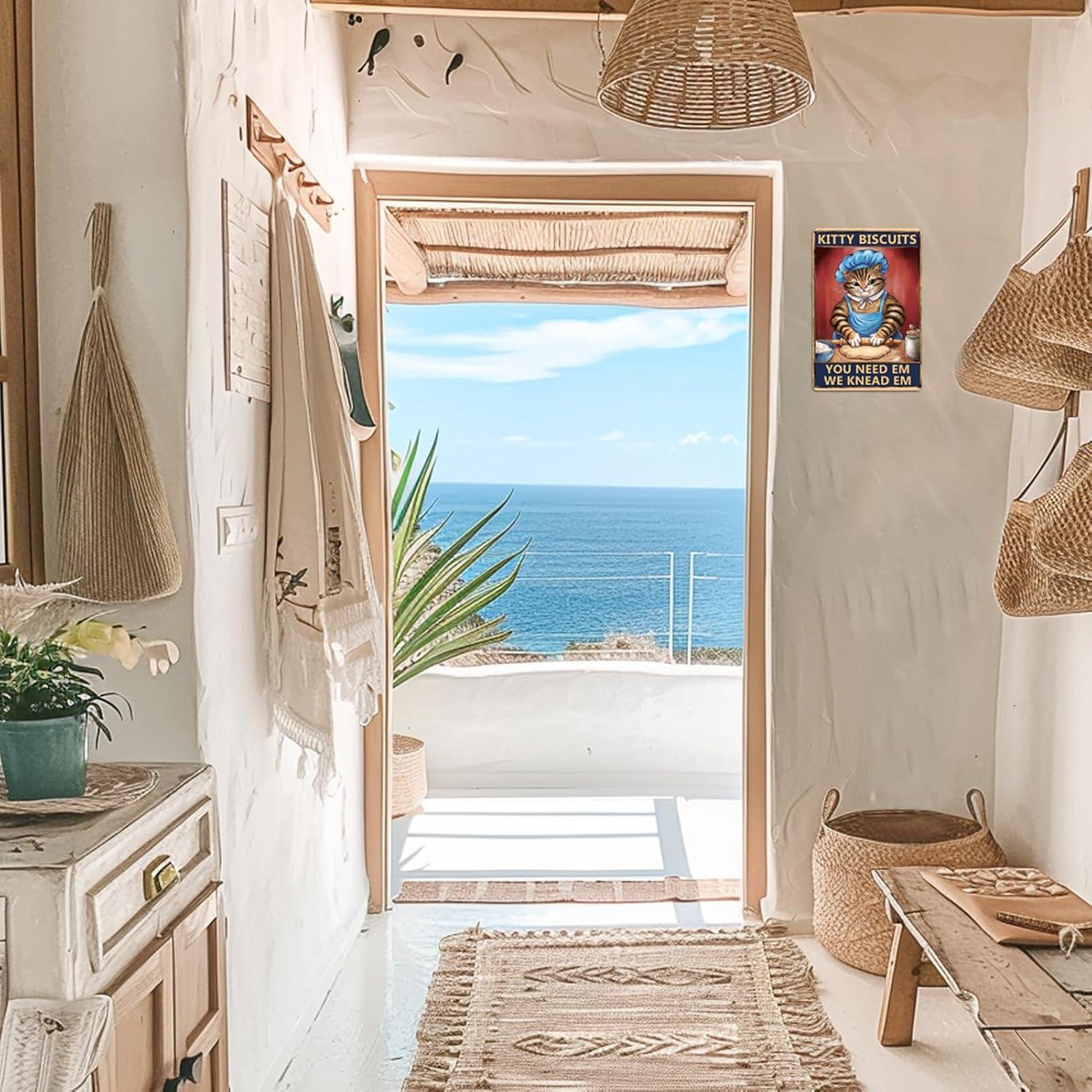 Arte de Pared Vintage Ubewair Gato 20x30 cm Decoración Cocina