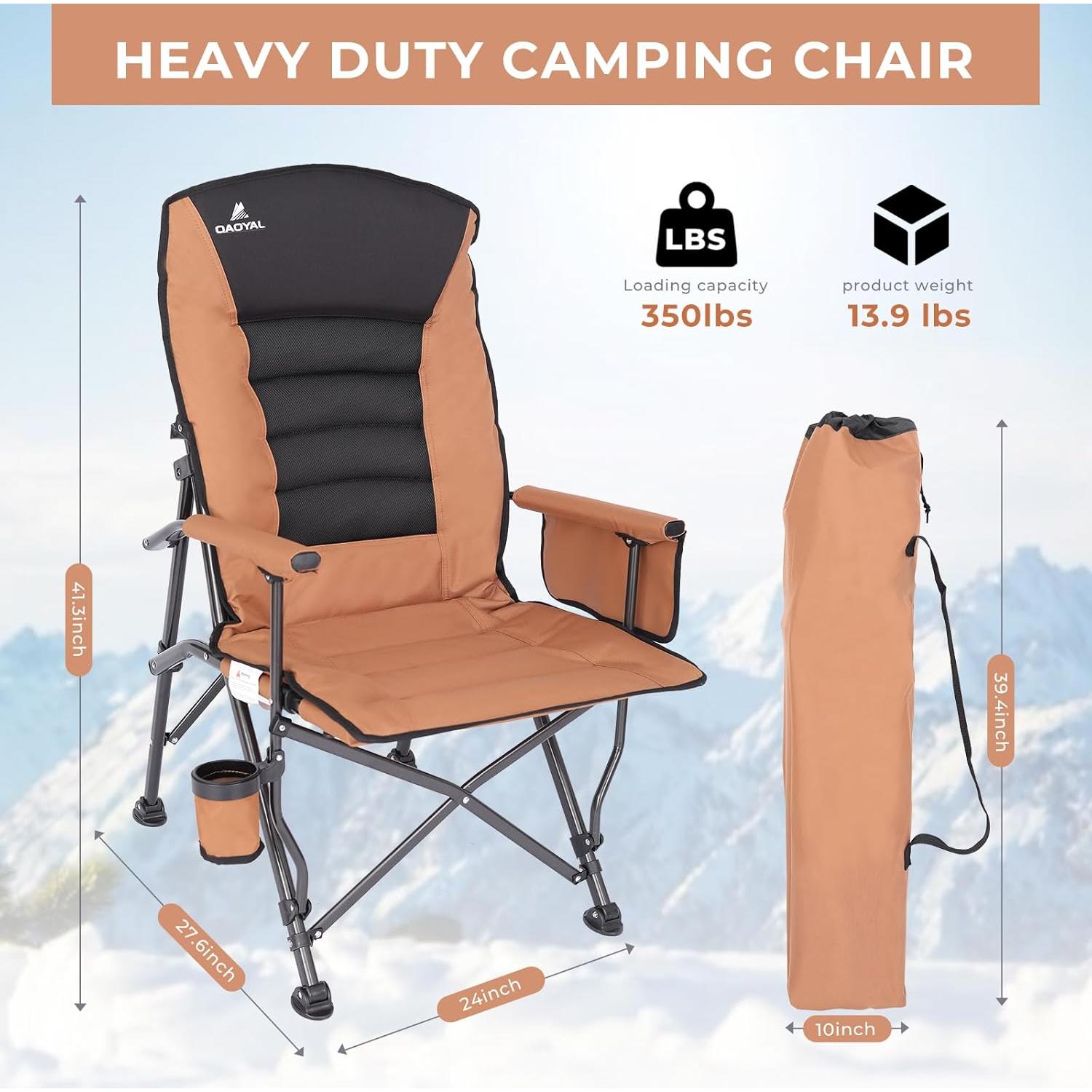 Silla de Camping QAOYAL Plegable Respaldo Ajustable 158kg