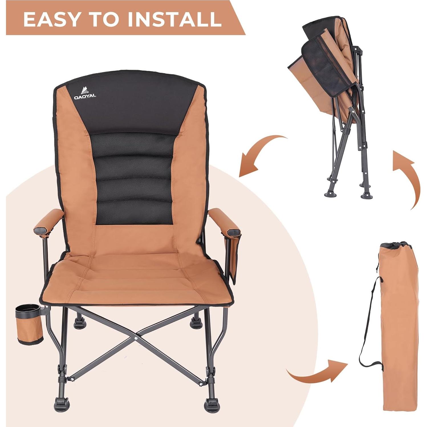 Silla de Camping QAOYAL Plegable Respaldo Ajustable 158kg