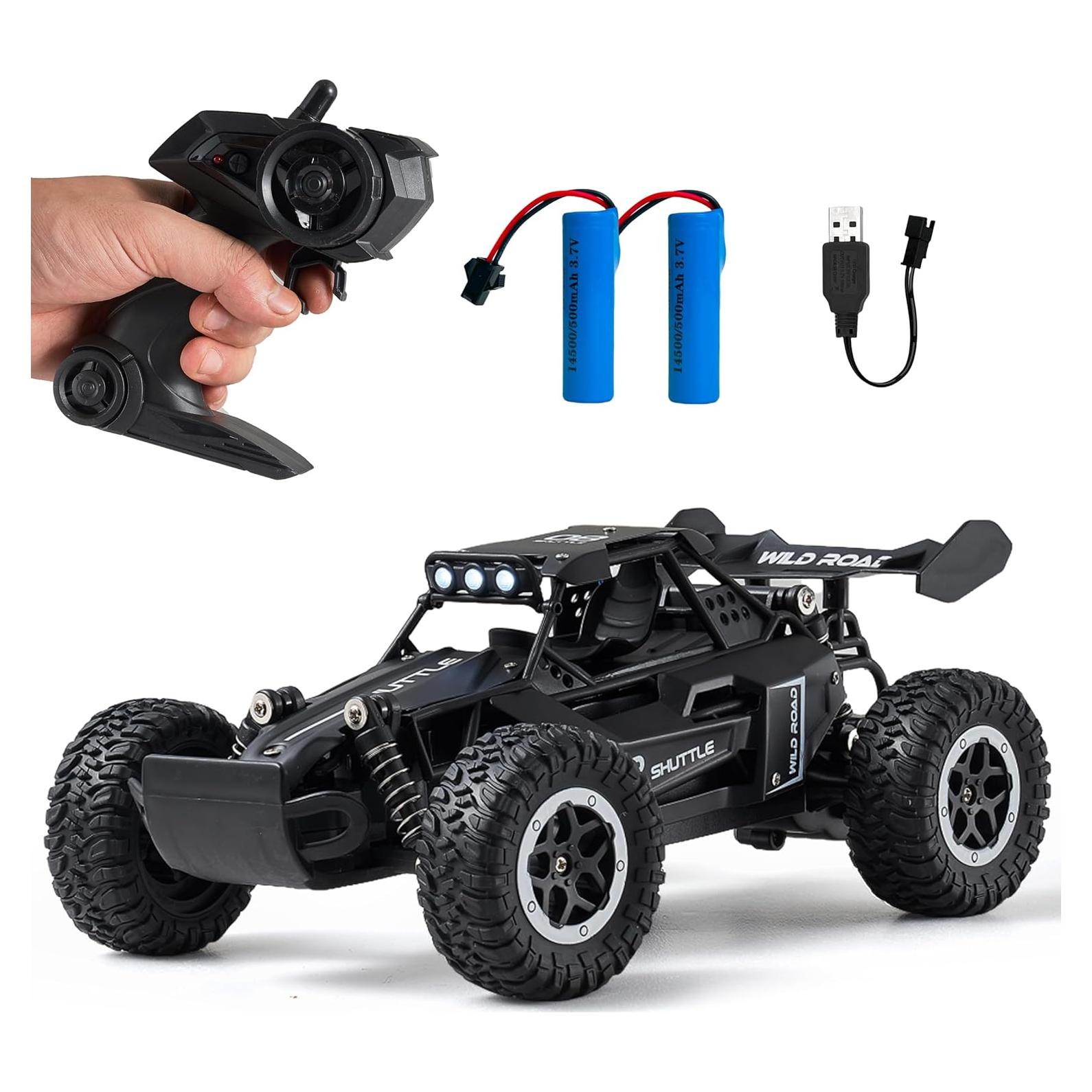 Coche RC Monstruo 1:16 Great-JUNAMT Todo Terreno LED Negro