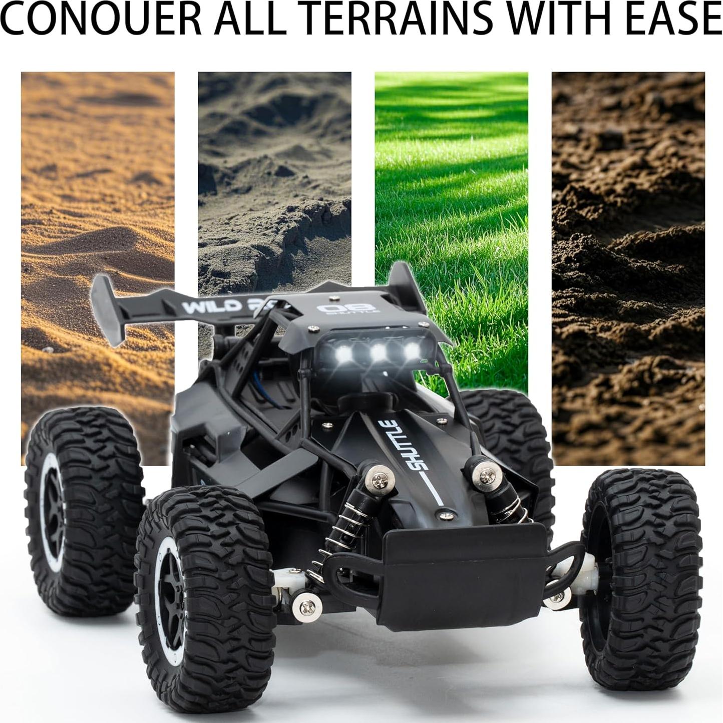 Coche RC Monstruo 1:16 Great-JUNAMT Todo Terreno LED Negro