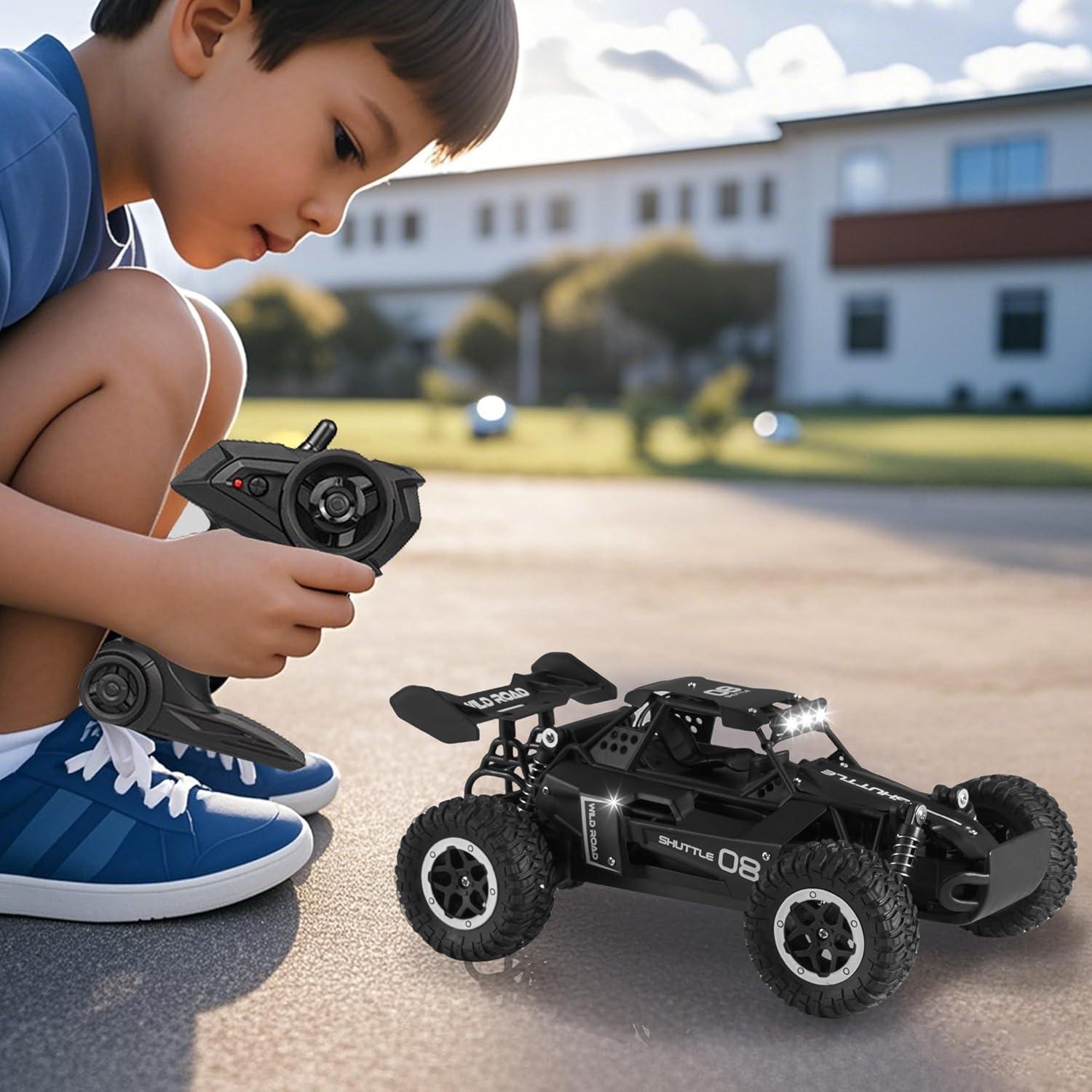 Coche RC Monstruo 1:16 Great-JUNAMT Todo Terreno LED Negro