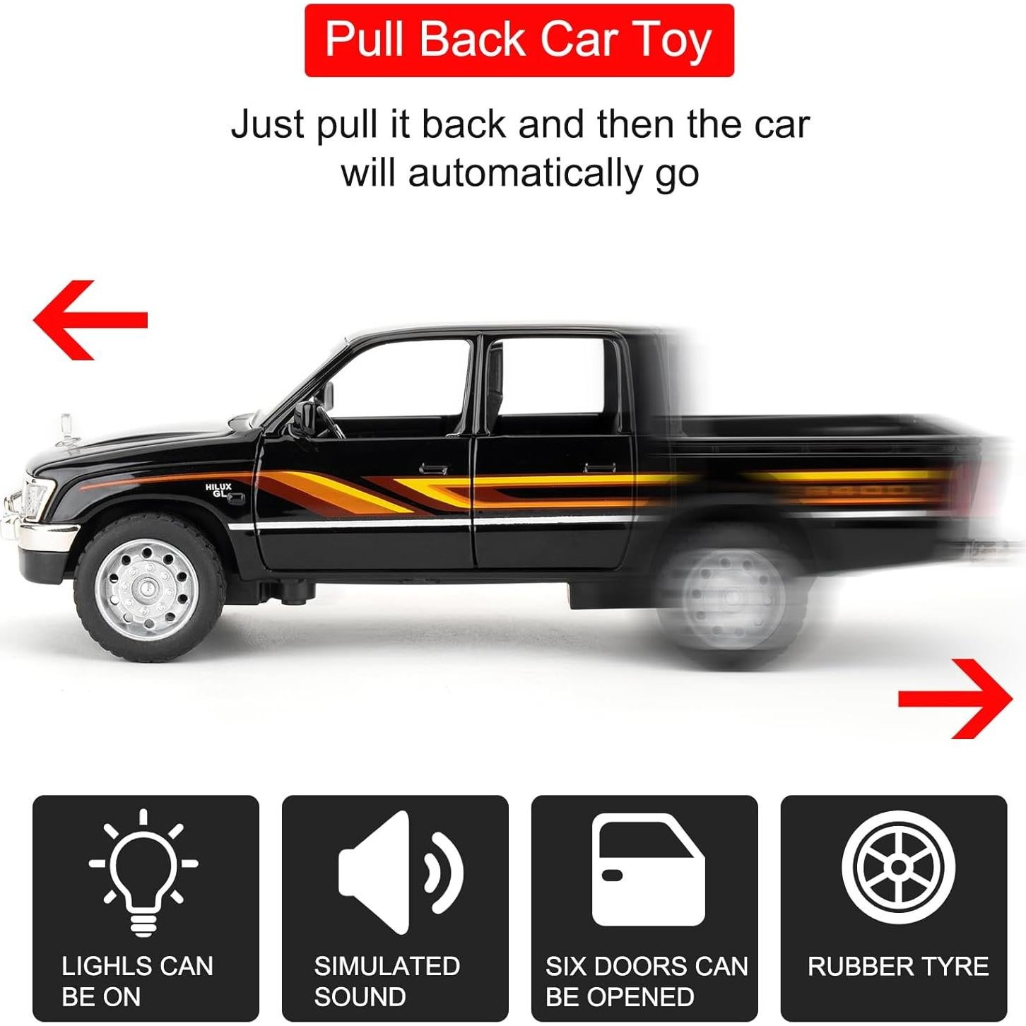 Coche de Juguete Pickup Hilux 1:32 Guarsiliymi con Luz y Sonido