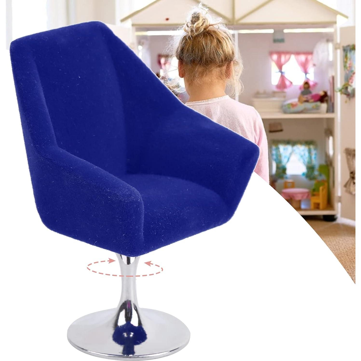 Silla Miniatura Agatige Flocking Rotativa 1:12 Azul