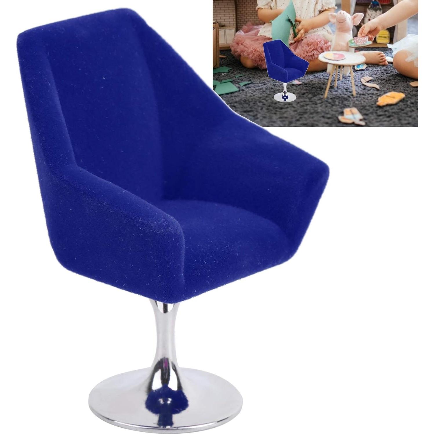 Silla Miniatura Agatige Flocking Rotativa 1:12 Azul