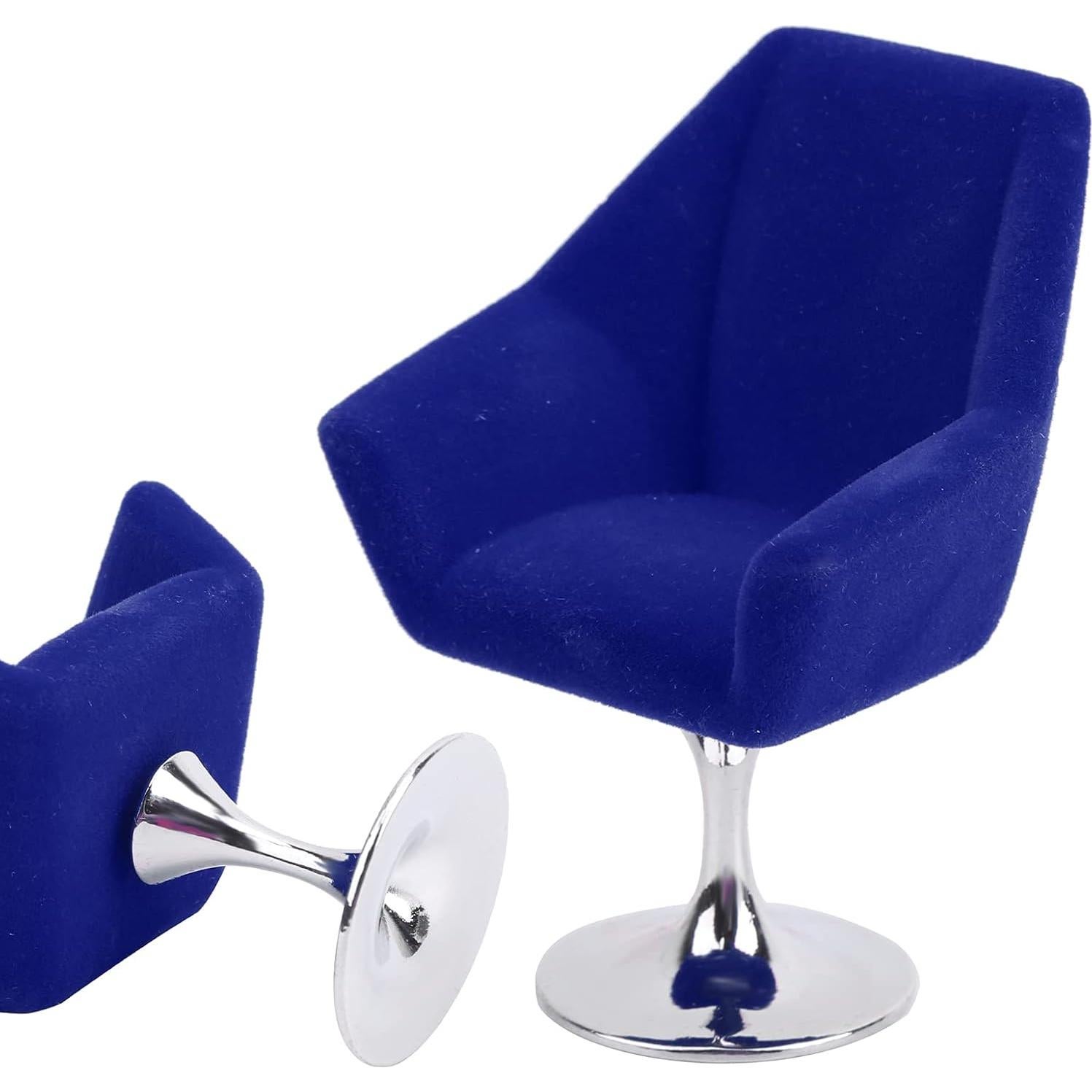 Silla Miniatura Agatige Flocking Rotativa 1:12 Azul