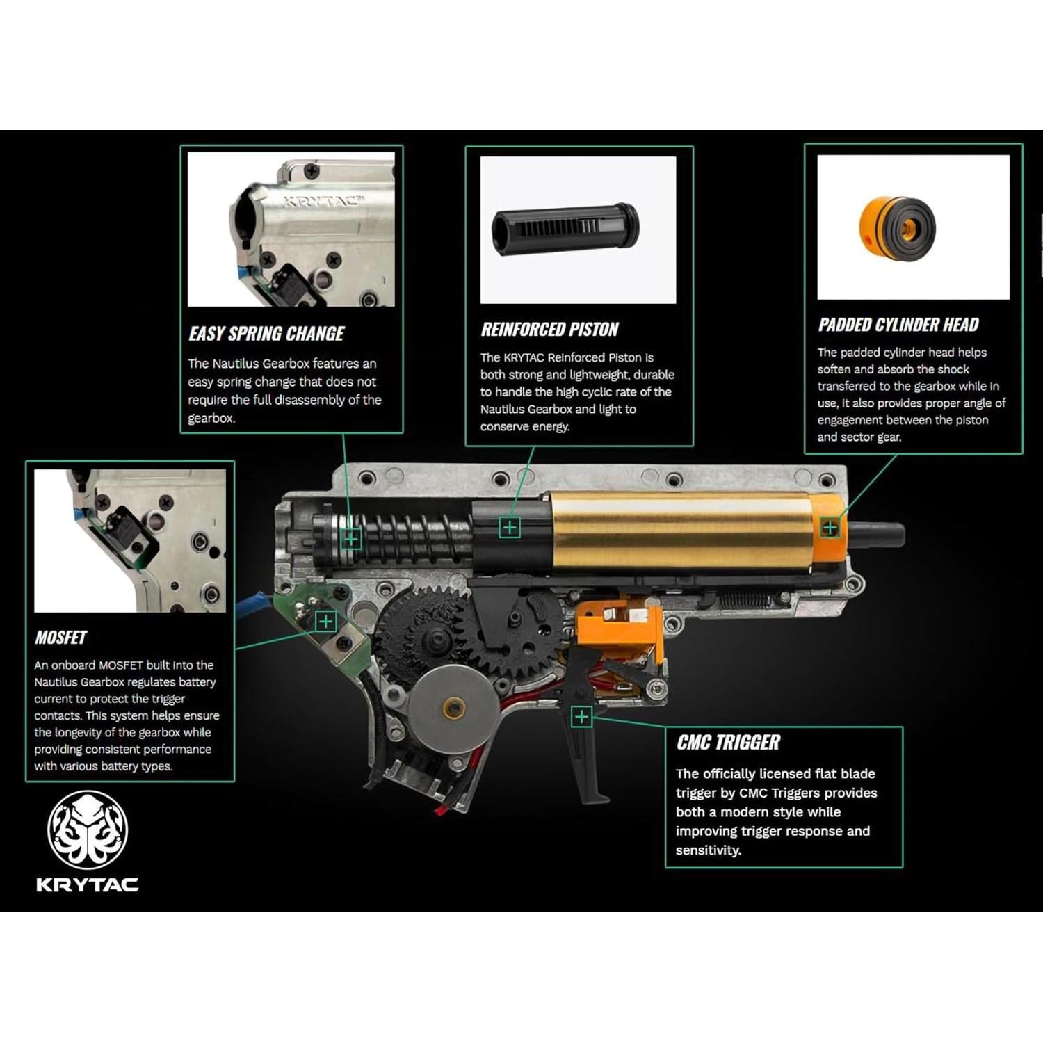 Rifle de Airsoft AEG Krytac Trident MKII SPR 2.67kg Negro