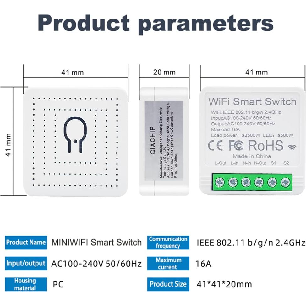 Módulo Relé Interruptor Inteligente WiFi 16A QIACHIP
