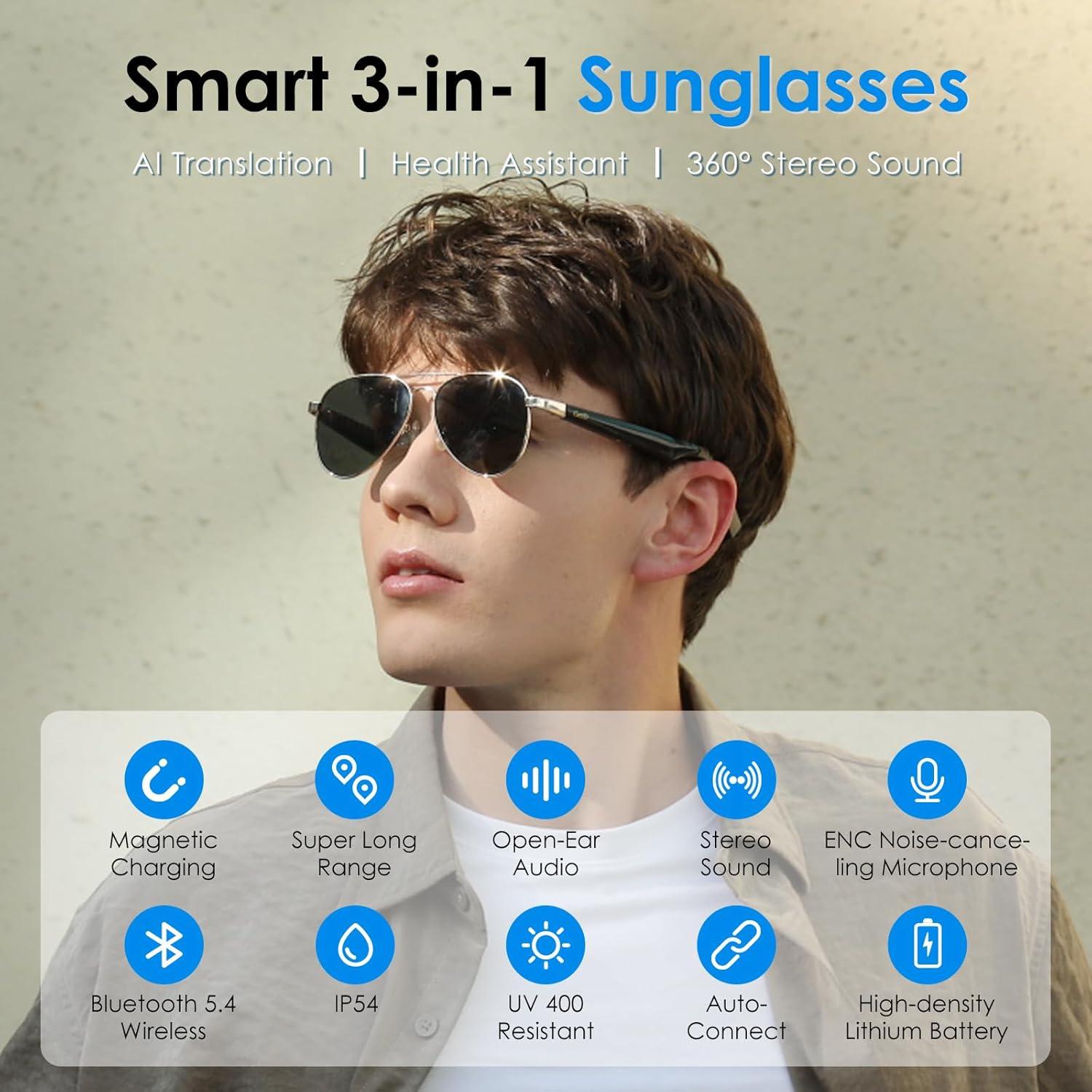 Gafas de sol inteligentes GetD GG14 con Bluetooth y control de voz