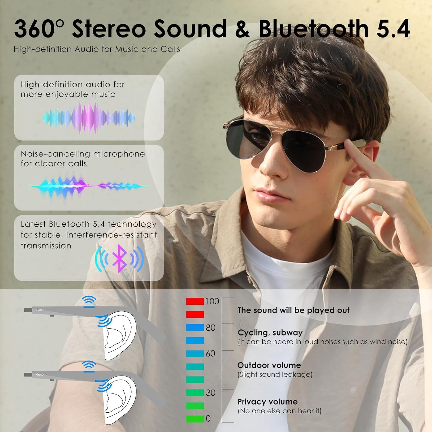 Gafas de sol inteligentes GetD GG14 con Bluetooth y control de voz