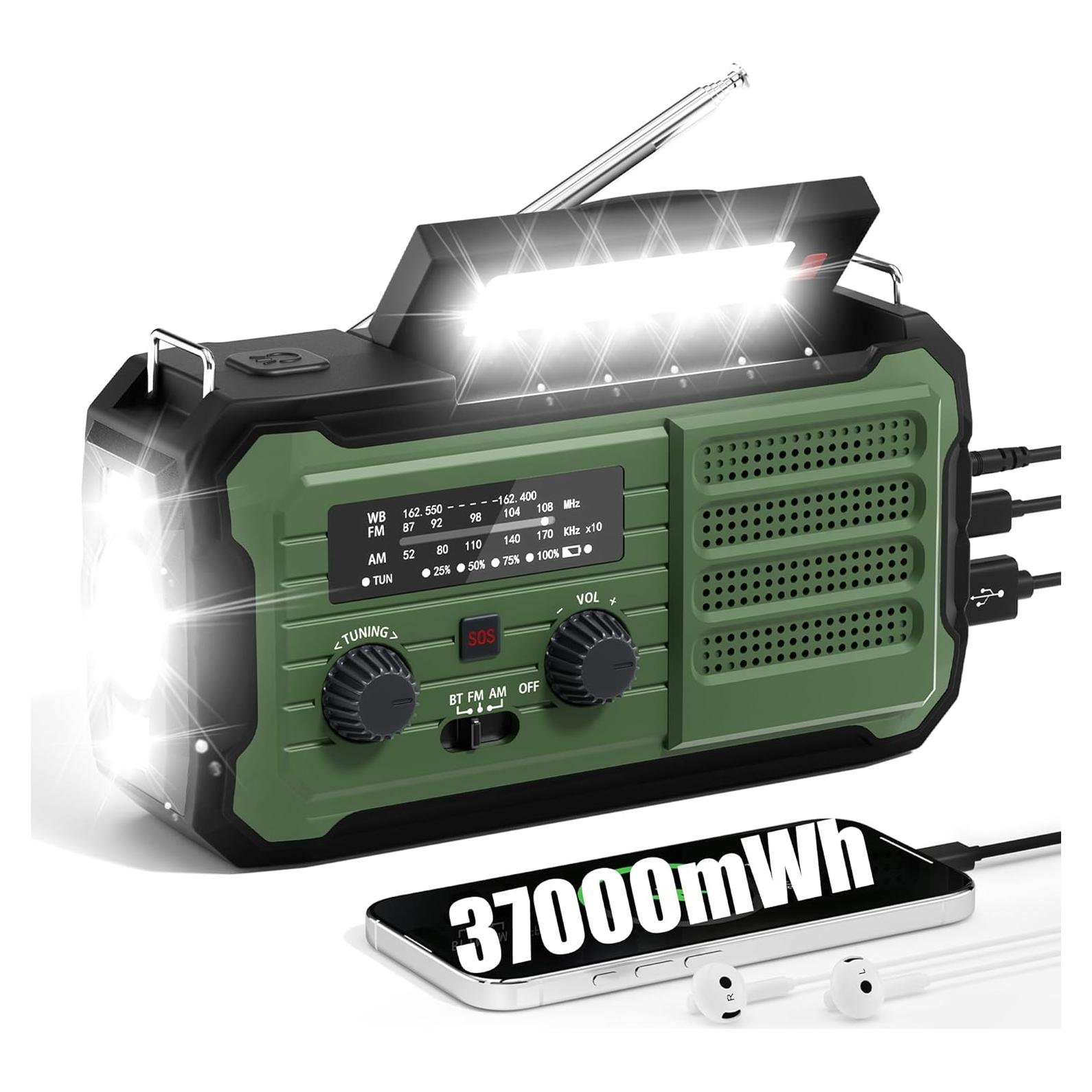 Radio de Emergencia Solar Qixin YX328 10000mAh Verde Militar