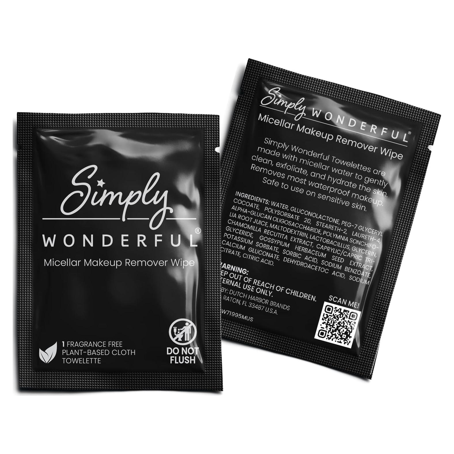 Toallitas Desmaquillantes Simply Wonderful - 500 Unidades, Agua Micelar, Suaves para Piel Sensible