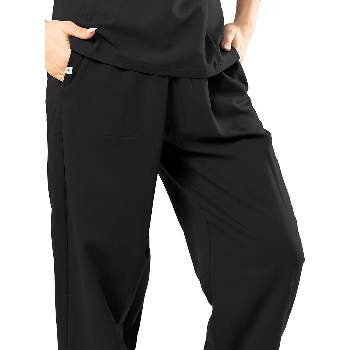 Pantalones de Scrubs para Mujeres Reinwaete, Negro, 5 Bolsillos