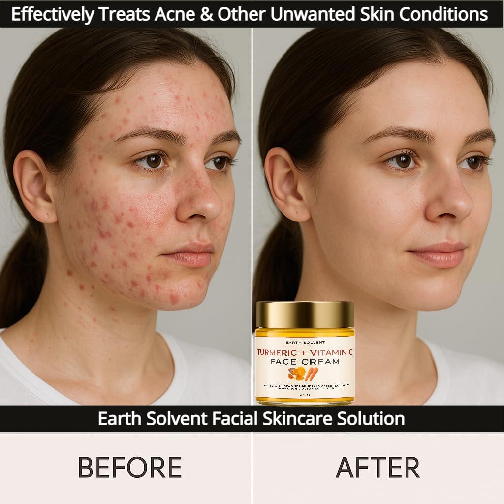 Crema Facial Earth Solvent 59 ml Vitamina C y Cúrcuma Hidratante