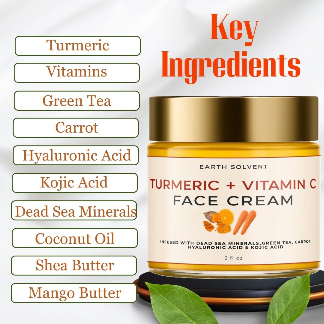 Crema Facial Earth Solvent 59 ml Vitamina C y Cúrcuma Hidratante