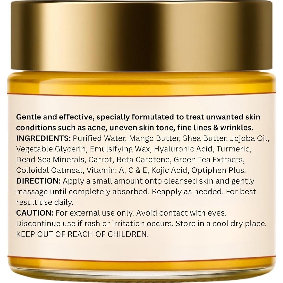 Crema Facial Earth Solvent 59 ml Vitamina C y Cúrcuma Hidratante