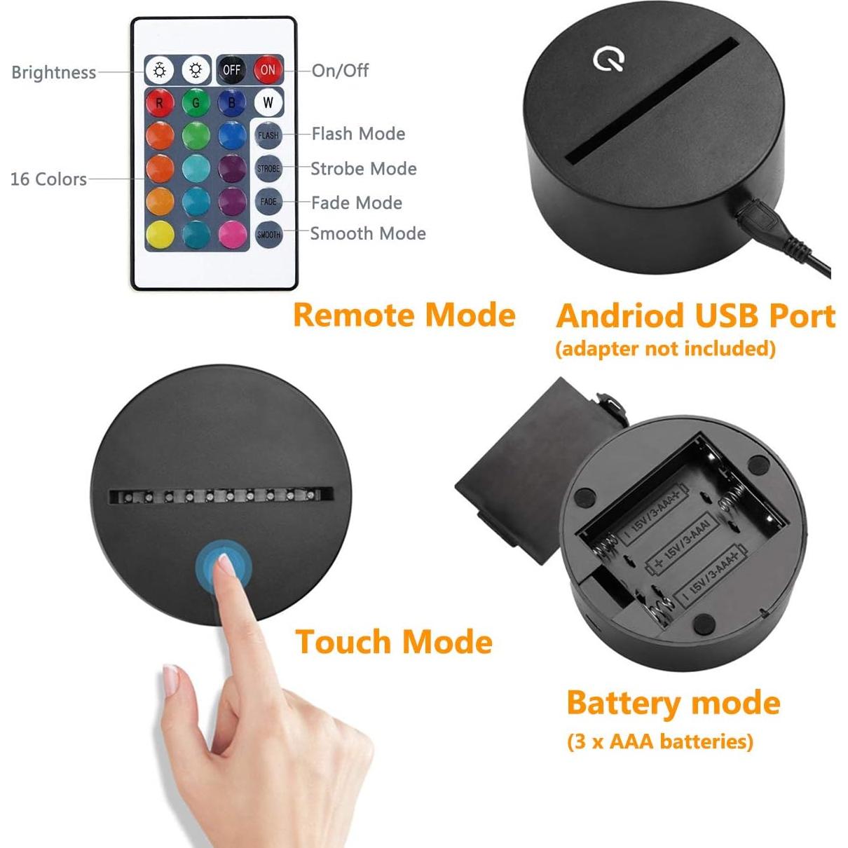 Lámpara Nocturna 3D Panda FULLOSUN con Control Remoto 16 Colores