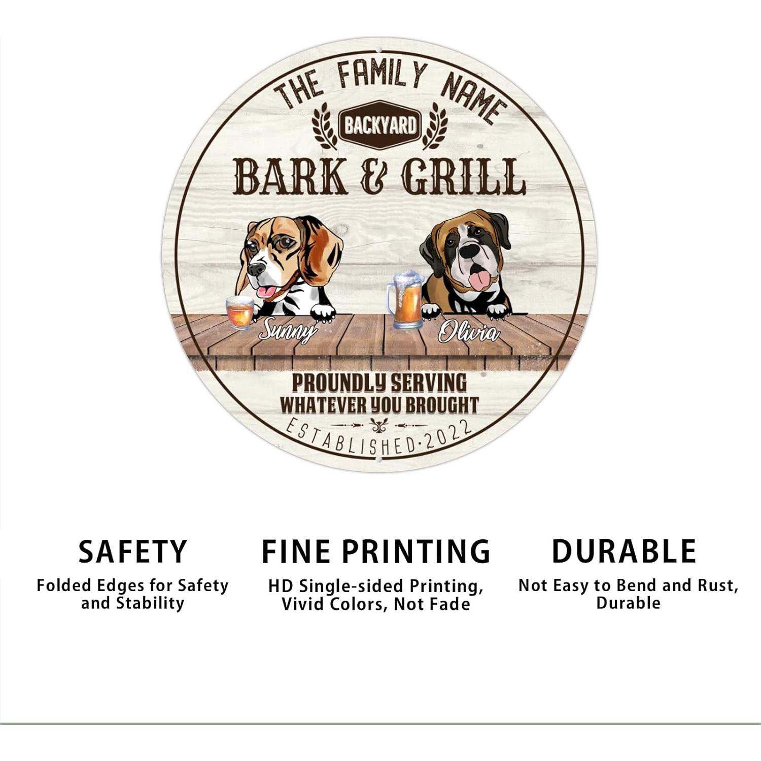 Cartel de Metal Personalizado para Perros Beagle y Boxer 23x23cm