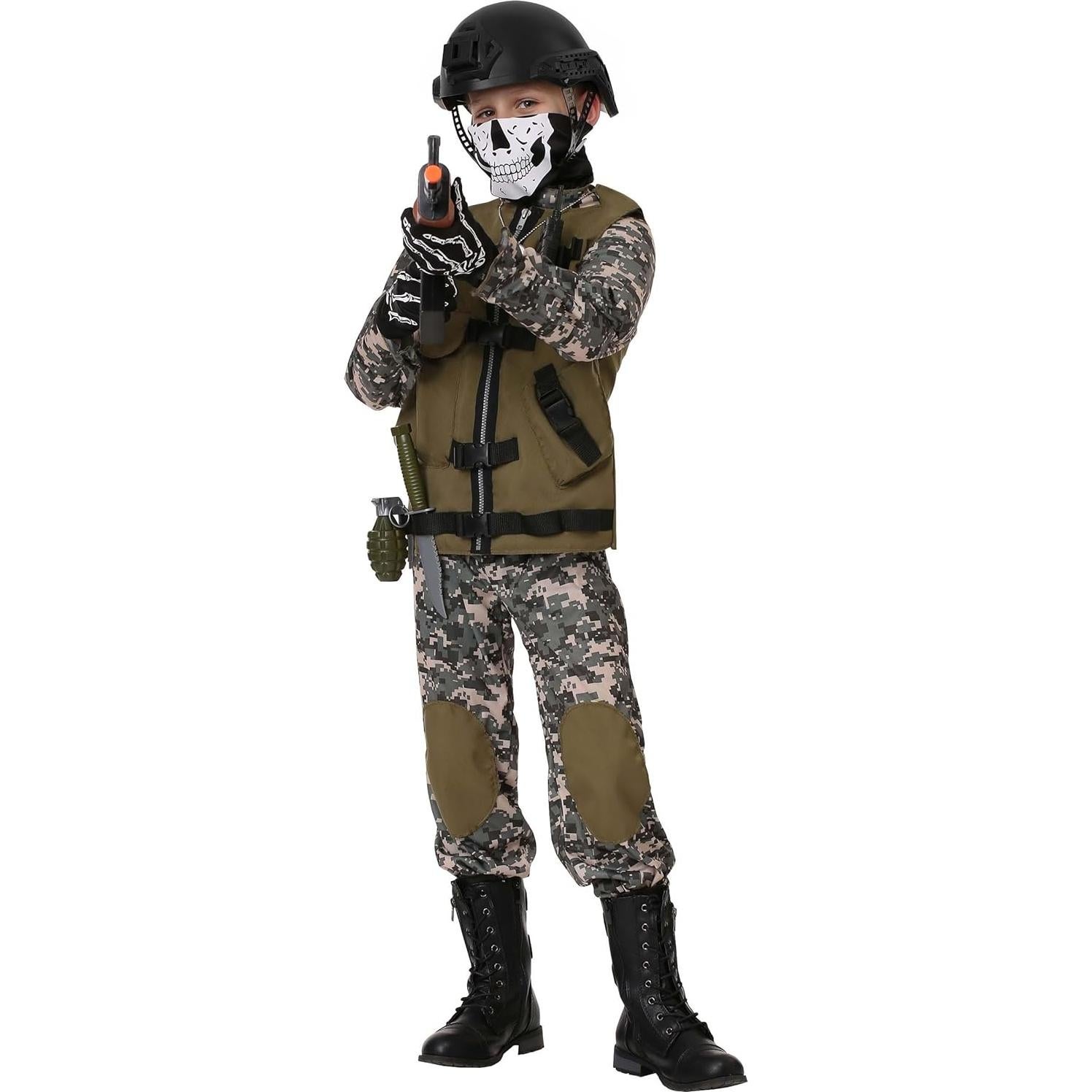 Disfraz de Camuflaje para Niños - Chaleco Táctico y Accesorios